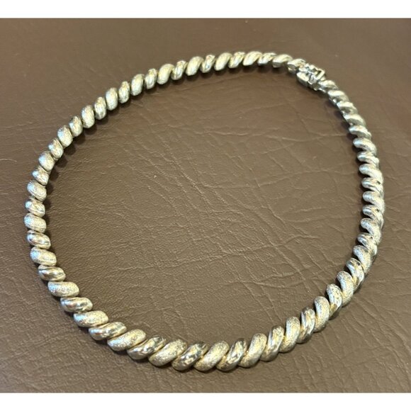 Sterling Silver Brev Italy San Marco Link Chain 16” Textured Necklace - 45 Gram - Picture 2 of 11